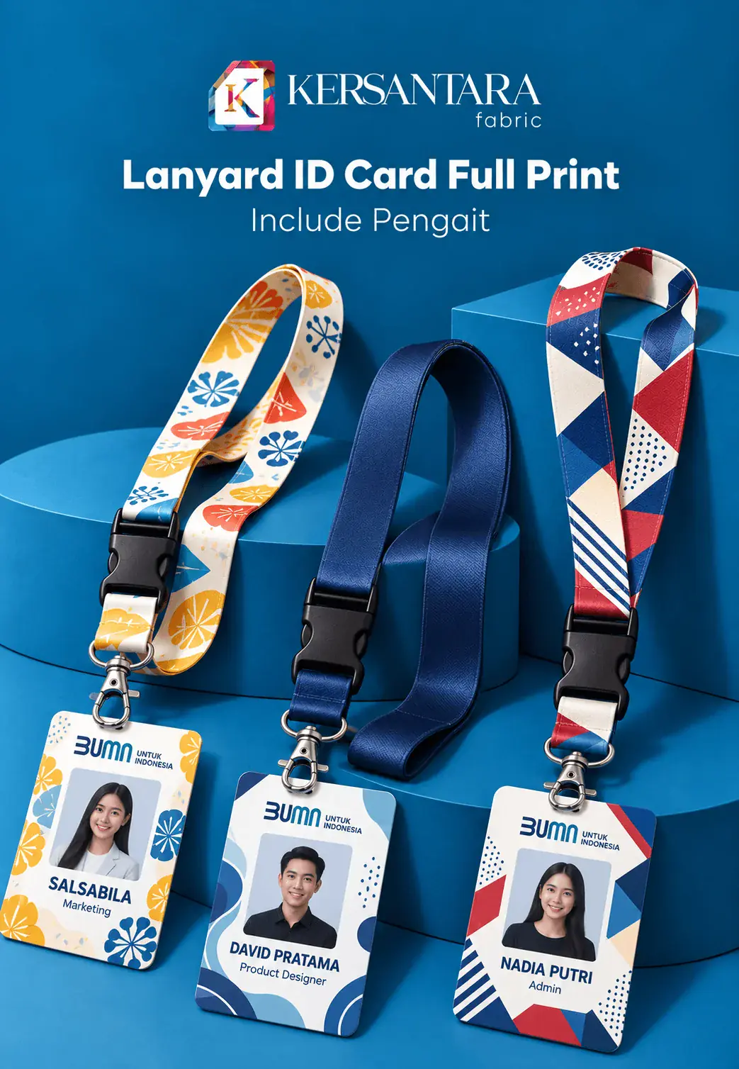 Custom Lanyard ID Card Full Print Include Pengait